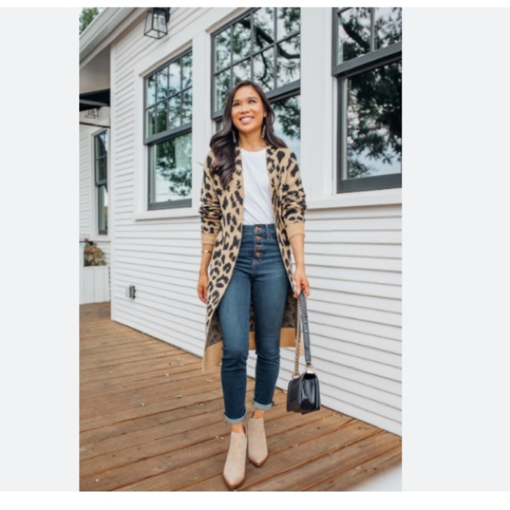 Westbound leopard long cardigan, fuzzy, soft - Picture 1 of 10